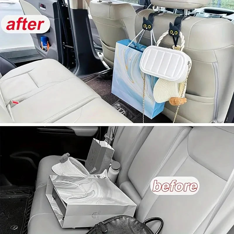 2-piece 3D Cat Car Headrest Hooks