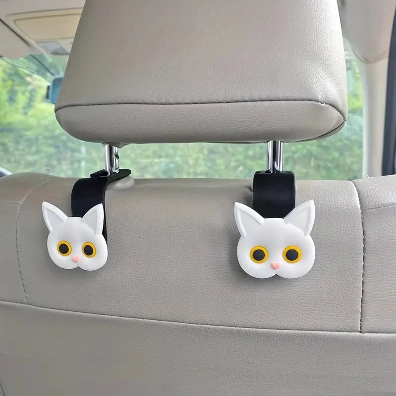 2-piece 3D Cat Car Headrest Hooks