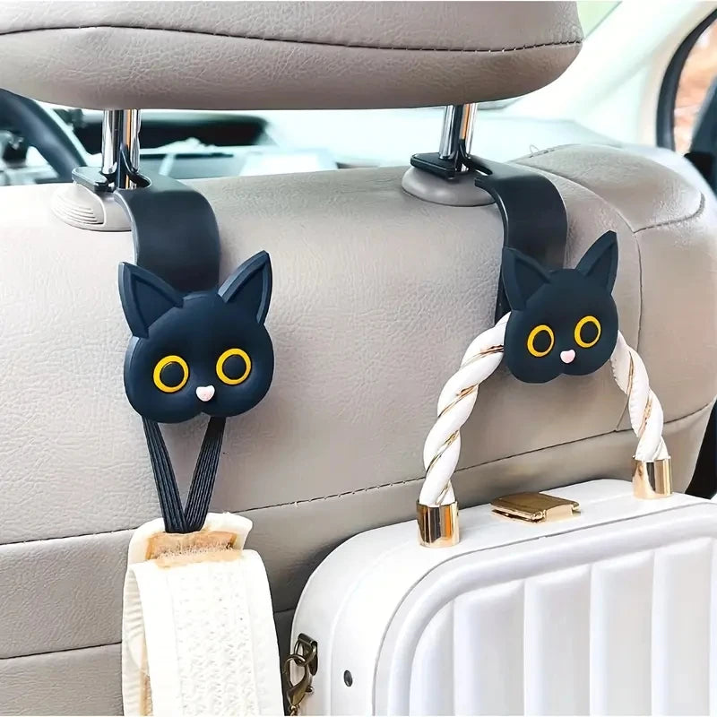 2-piece 3D Cat Car Headrest Hooks