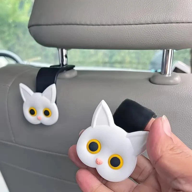 2-piece 3D Cat Car Headrest Hooks
