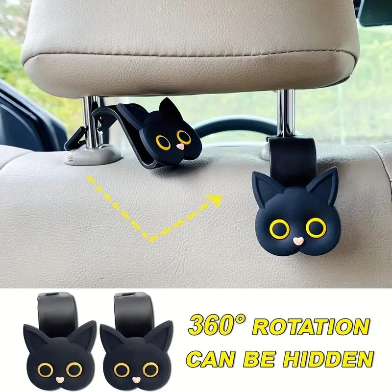 2-piece 3D Cat Car Headrest Hooks