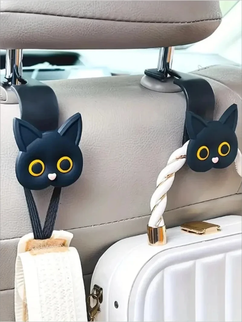 2-piece 3D Cat Car Headrest Hooks